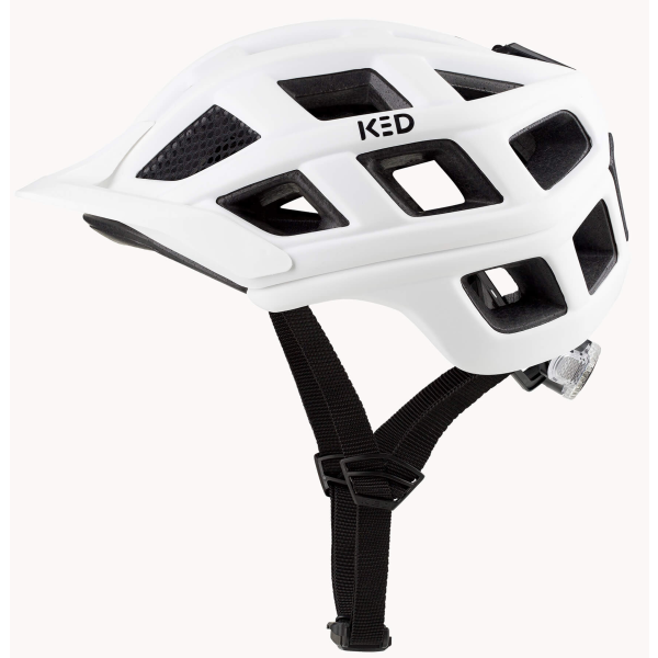 Lichtgewicht Ked E-Bike helm met 23 ventilatieopeningen en geïntegreerd fietslicht, geschikt voor veilig en comfortabel fietsen.