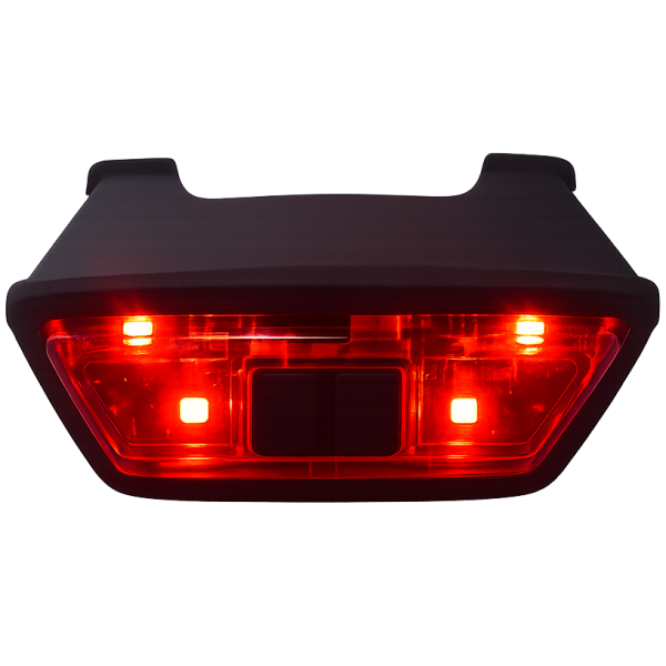 KED Embrace MTB helmachterlicht met LED en USB-opladingspoort, bevestigd aan de helm voor extra zichtbaarheid tijdens fietsen.