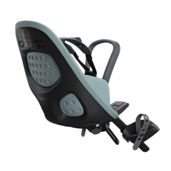 Thule Yepp 2 Mini fietsstoeltje met schokabsorberend schuim, geschikt voor jonge kinderen, voor veilig en comfortabel fietsen.