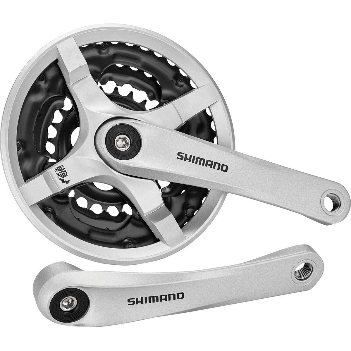 Shimano FC-TY501 trekking crankset met kettingscherm, 170 mm, geschikt voor 6/7/8-speed fietsen, zwart en robuust.
