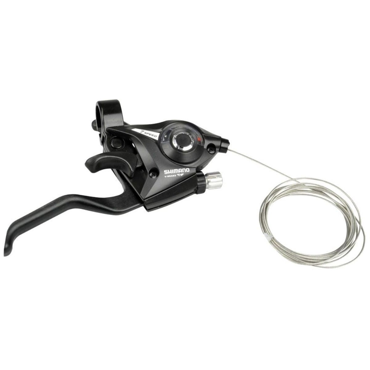 Shimano ST-EF500 7-speed schakel- en remhendel rechts, zwart, met twee vingers voor soepel schakelen en remmen.