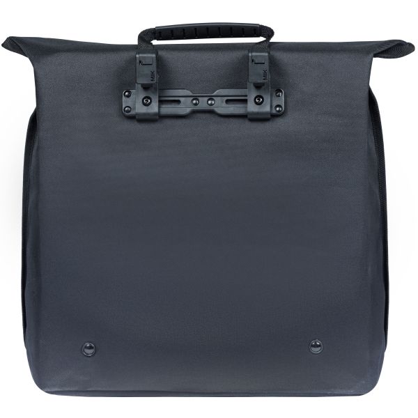 Basil Mara Evo 17-19 liter fietstassen enkel met MIK-haken, geschikt voor fietsdragers, in zwart met reflecterende details
