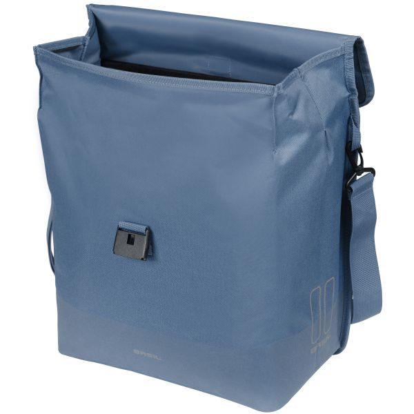 Basil Mara Evo fietstas enkel, 20-24 liter, met MIK-haken, waterbestendige fietsmand voor dagelijkse boodschappen.