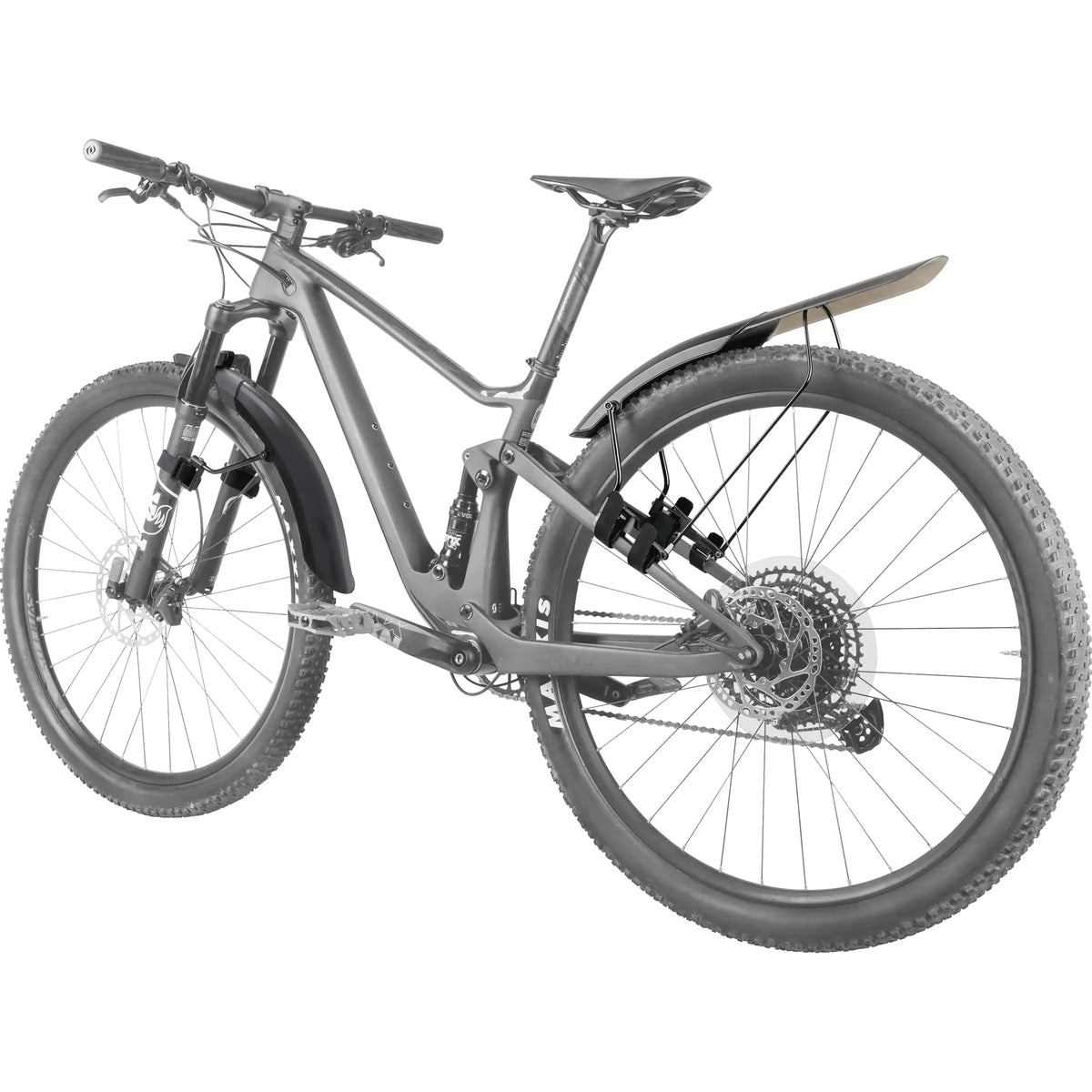 Topeak voorspatbord voor Tetrafender M1 MTB, flexibel zwart plastic beschermstuk tegen water en modder, bevestigingsmateriaal zichtbaar