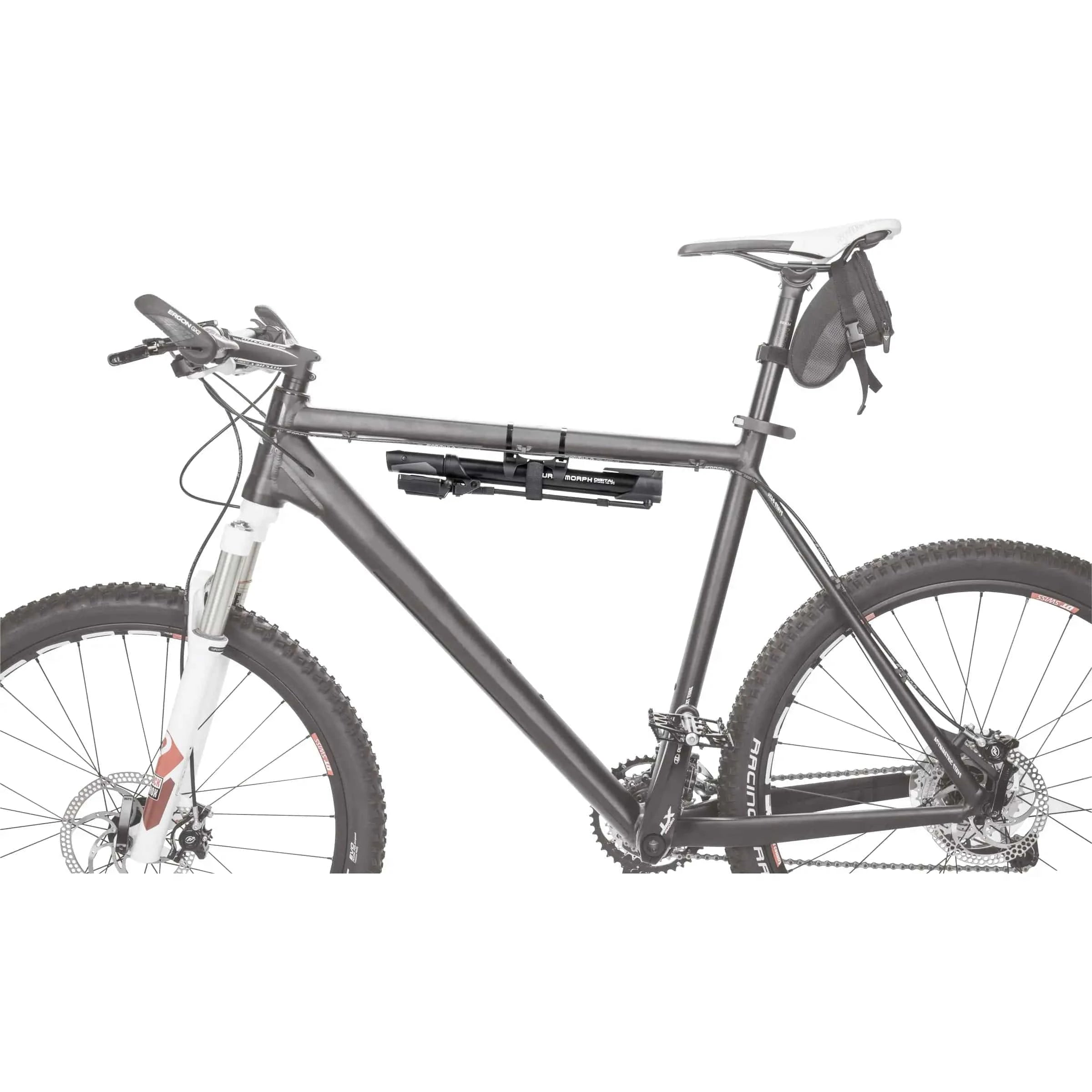 Topeak Minipomp Turbo Morph Digital, compacte fietspomp met digitale drukmeter en handvat voor snel oppompen