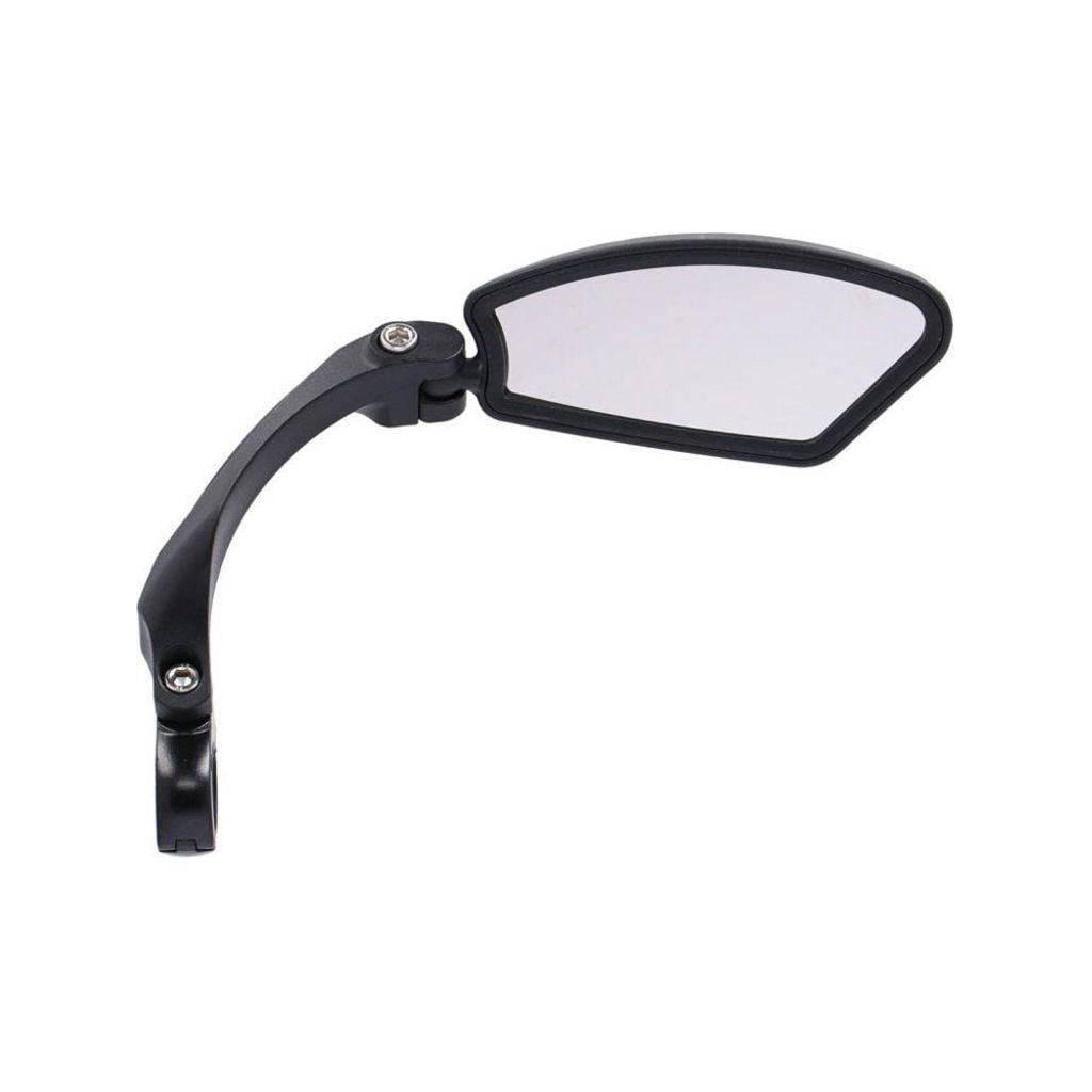 Zwarte XLC MR-K10 verstelbare fietsspiegel met strop voor 21-26mm stuurdiameter, zichtbaar op de afbeelding