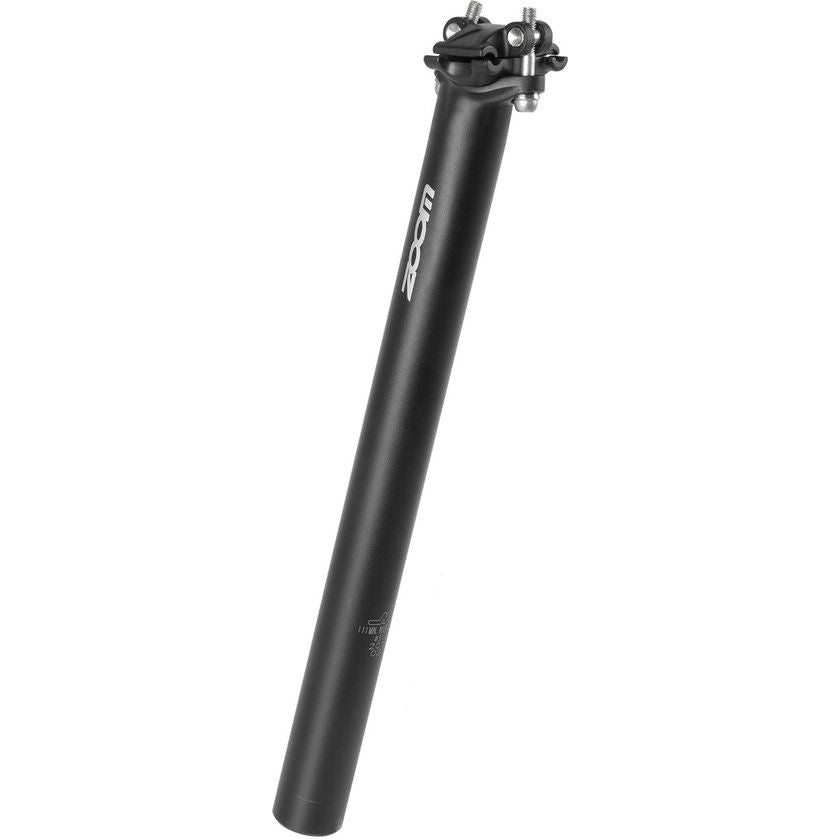 Zoom Zadelpen voor mountainbike, aluminium, zwart, 31,6 mm diameter, 350 mm lengte, stevig en lichtgewicht.