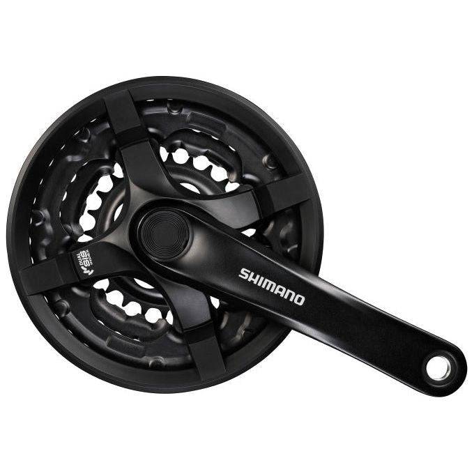 Shimano Crankstel 6/7/8 Speed Fc-Ty501 170Mm 48X38X28T Met Kettingscherm - Zwart - Le Coq Wielerartikelen