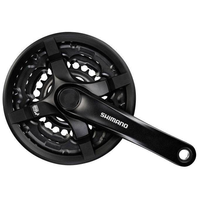 Shimano Crankstel 6/7/8 Speed Fc-Ty501 - 175Mm 48X38X28T Met Kettingscherm - Zwart - Le Coq Wielerartikelen