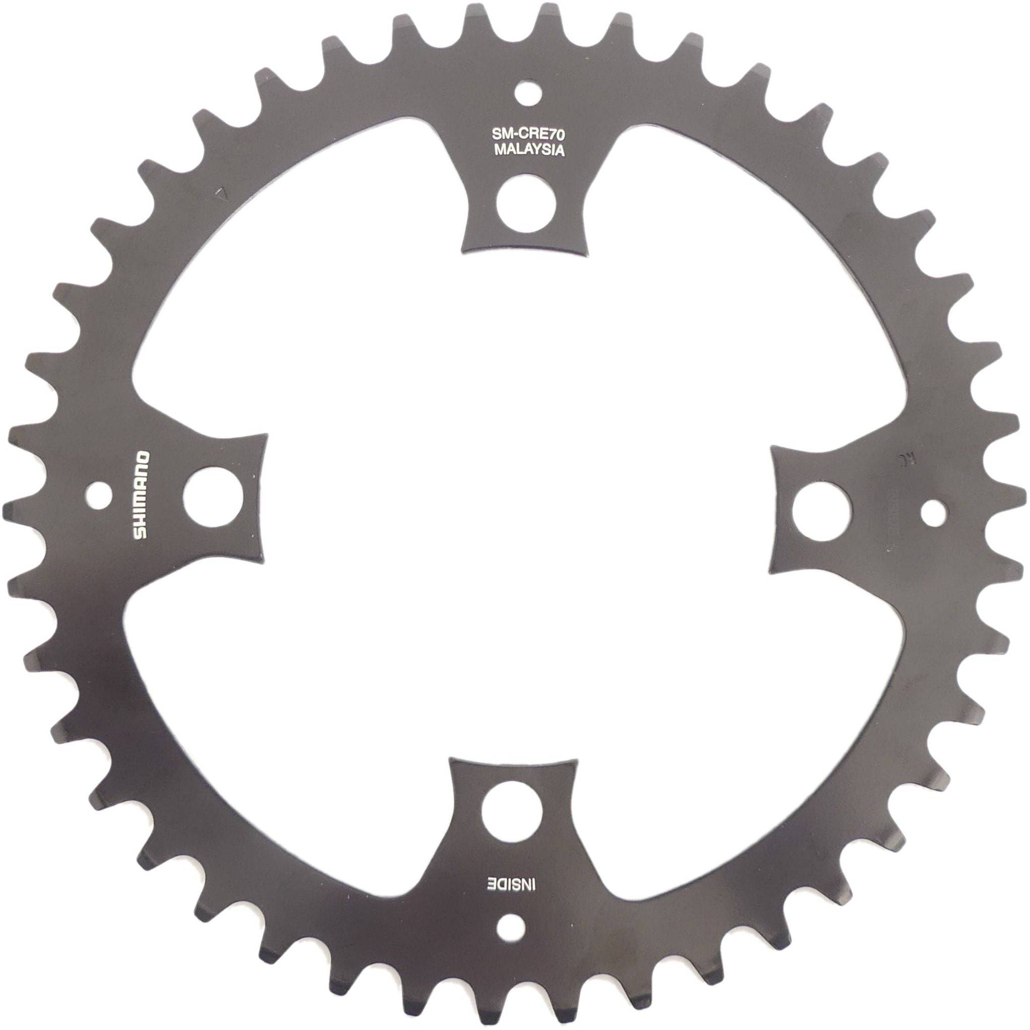 Shimano Sm-Cre70B 12-speed kettingblad met 4 armen, staal, Ø104 mm, geschikt voor e-bikes, zichtbaar op de afbeelding