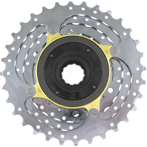 Verchroomde Sunrace Freewheel 9-speed Mfex9 11-32T voor racefietsen en mountainbikes, met meerdere tandwielen voor soepele schakeling.