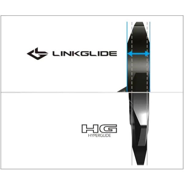 Shimano 10-speed Linkglide CS-LG400 cassette met 11-43T tandwielen, zichtbaar op de afbeelding.
