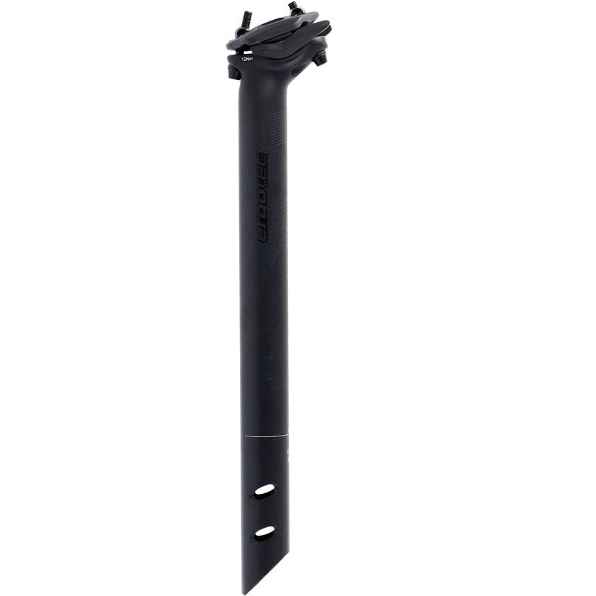Ergotec Ray 6+ 350 Zw Zand zadelpen, zwarte en zandkleurige fietsaccessoire, zichtbaar op afbeelding.
