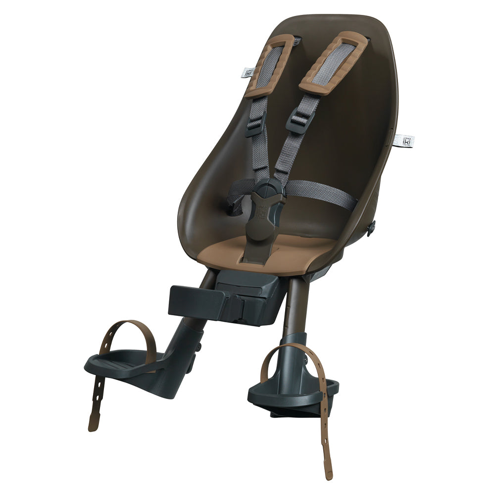 Urban Iki fietsstoeltje Ta-ke voorzitje op een fiets, zwart kleur, comfortabel en veilig voor kinderen.