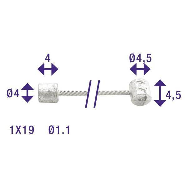Schakel Binnenkabel Elvedes 2250Mm Verzinkt Ø1,1Mm Shimano / Huret N-Nippel En T-Nippel (Op Kaart) - Le Coq Wielerartikelen