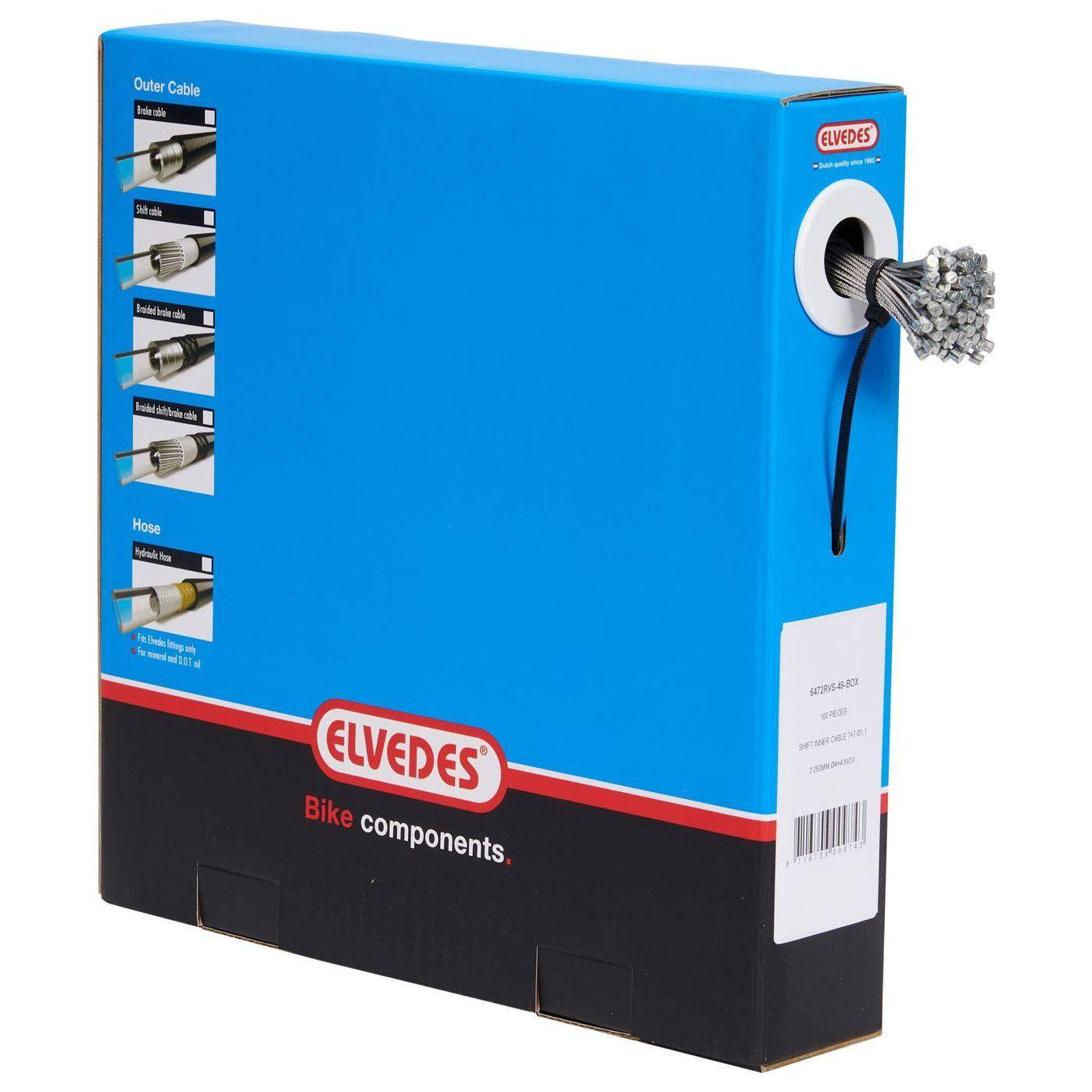 Schakel Binnenkabel Elvedes 2250 Mm 7 X 7 Draads Rvs Ø1,1 Mm Met N-Nippel Ø4,5 × 4,5 (Doos À 50 Stuks) - Le Coq Wielerartikelen
