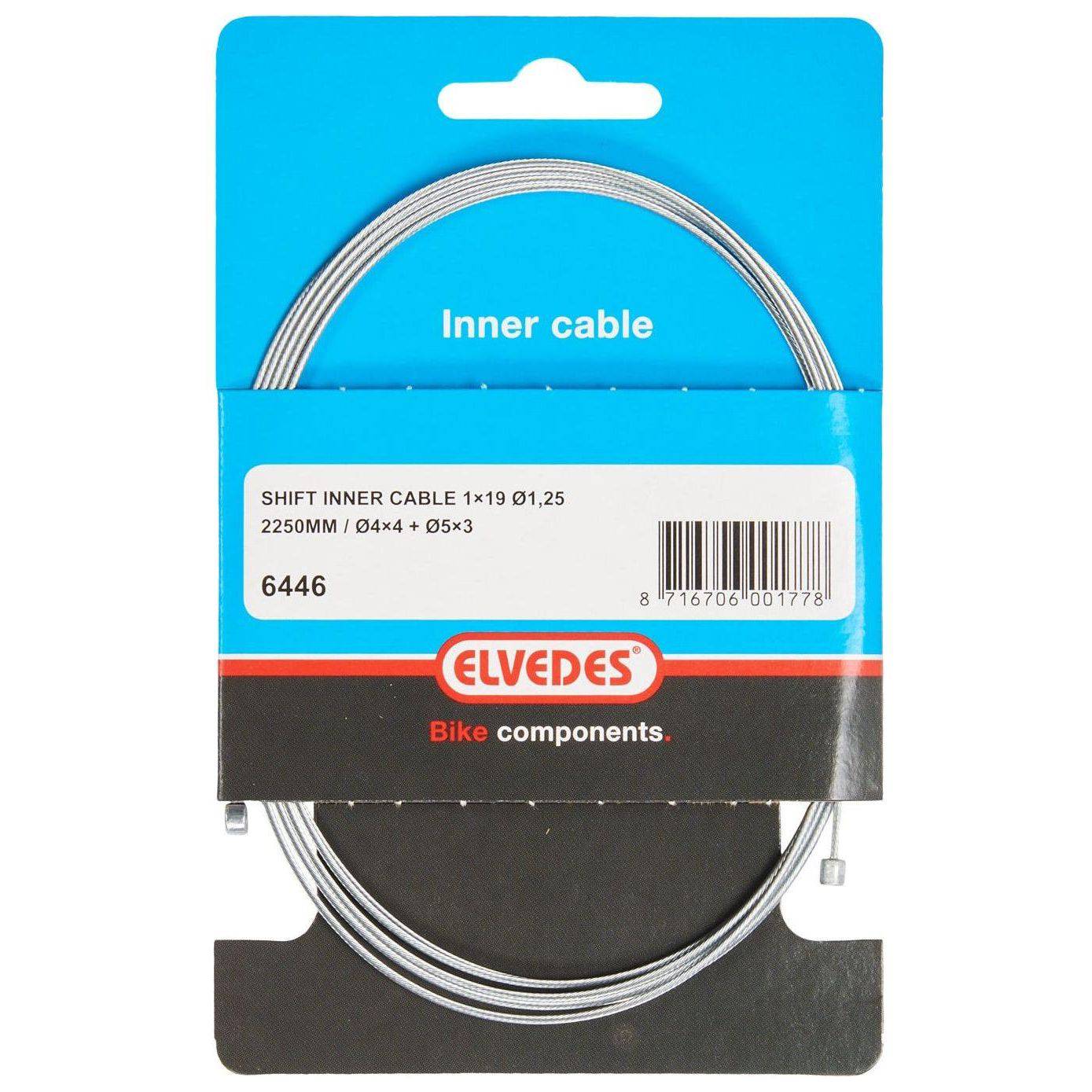 Schakel Binnenkabel Elvedes 2250 Mm 1 X 19 Draads Verzinkt Ø1,25 Met N-Nippel Ø4×4 + Tø5×3 (Per Stuk) - Le Coq Wielerartikelen