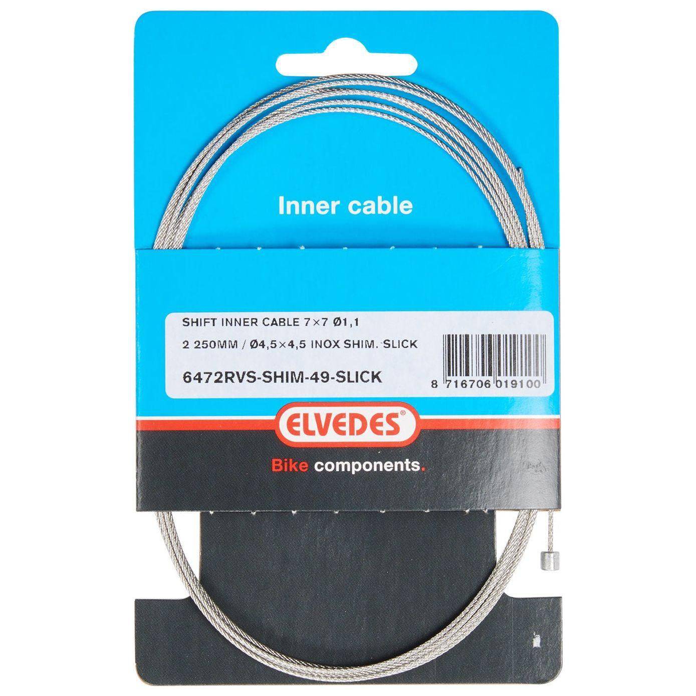 Schakel Binnenkabel Elvedes 2250 Mm 7 ×7 Draads Rvs Ø1,1Mm Met N-Nippel Ø4.5 × 4.5Mm - Le Coq Wielerartikelen