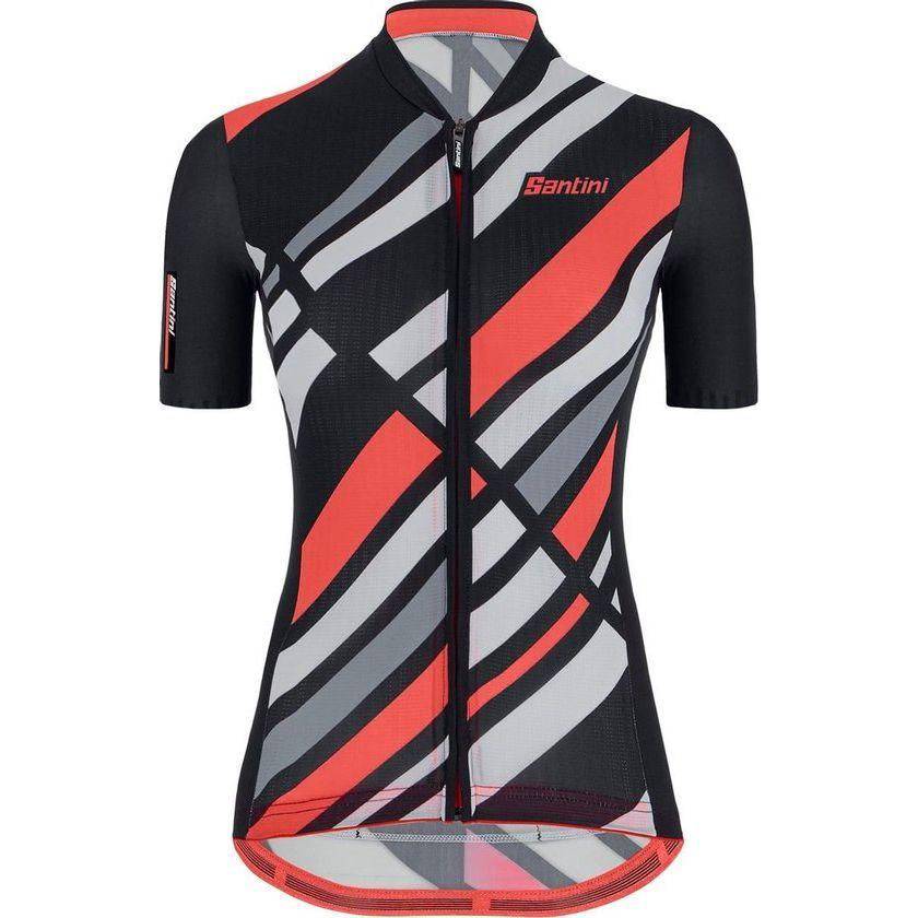 Santini Fietsshirt Korte Mouwen Zwart Dames - Eco Sleek Raggi S/S Jersey For Women Black - Xl - Le Coq Wielerartikelen