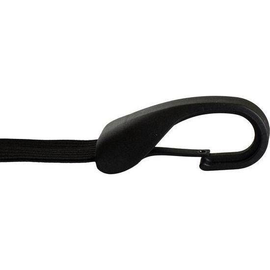 Zwarte Widek snelbinder duo met twee binders en grote veiligheidshaak, 57 cm lang, stevig en veelzijdig voor veilig gebruik