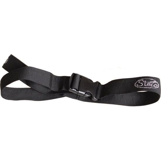 Steco Monkey-Mee spanband van kunststof met zwart logo, accessoires voor veilig bevestigen en transport.