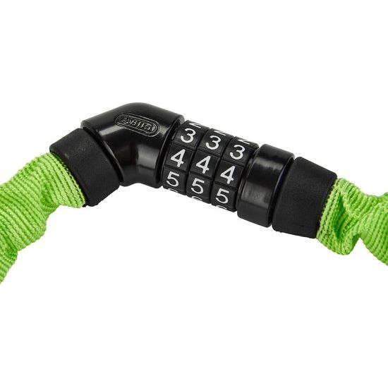 Abus Steel-O-Chain kettingslot met code, 75cm lang en 4mm dik, geschikt voor fietssloten en beveiliging.
