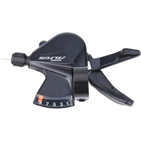 Shimano Altus SL-M2010 9-speed rechts shifter met zwart ontwerp en optisch schakelscherm, geschikt voor fietsversnellingen