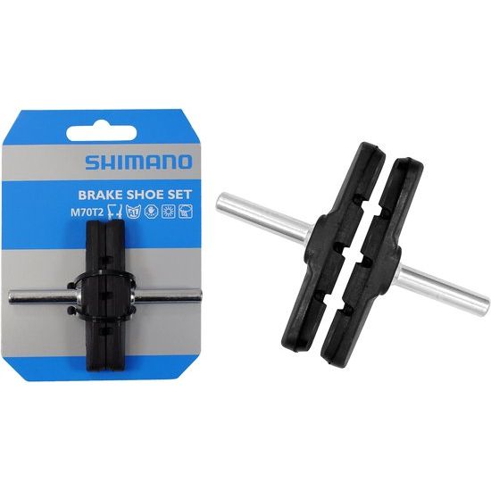 Shimano M70T2 V-brake remblokken met stift voor aluminium velgen, set van twee voor fietsremmen