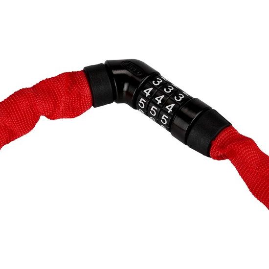 Abus Steel-O-Chain kettingslot van 75cm met 4mm ketting, stevig en beveiligd voor fietsen, zichtbaar in de afbeelding.