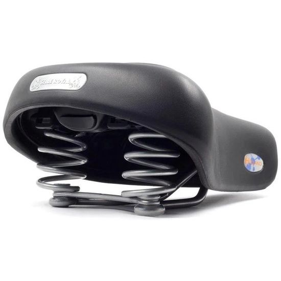 Zwart Selle Royal Holland Urban Life Royalgel fietszadel voor stadsfietsen en e-bikes op een stadsfiets.