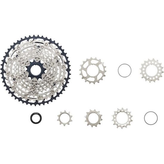 Shimano SLX CS-M7100 12-speed cassette met Micro Spline-beam spider, geschikt voor mountainbikes en snelle versnellingen.