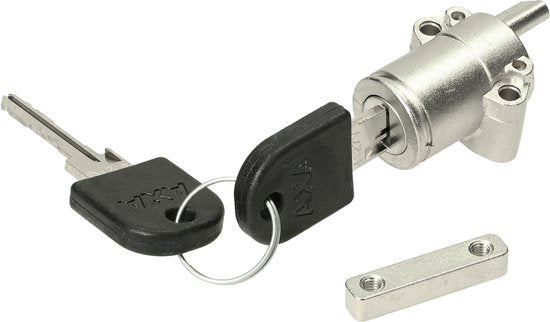 Axa Bosch Gen3 Accuslot Powertube 500 zilverkleurige slothouder en bevestiging voor elektrische fiets, zichtbaar op afbeelding