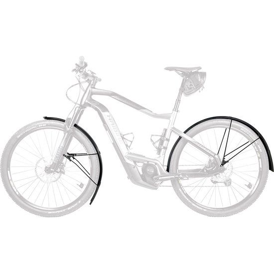 Zwarte SKS spatbordenset 27.5/29 Bluemels Style voor fiets, beschermt tegen modder en water, zichtbaar op afbeelding.