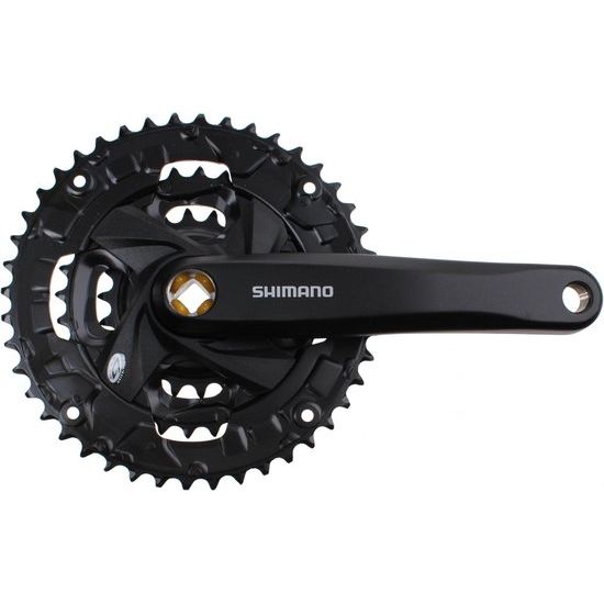 Shimano trekking crankstel FC-M371 met 3x9 versnellingen, zwart, 175 mm lengte, met 48-36-26T kettingbladen op de afbeelding