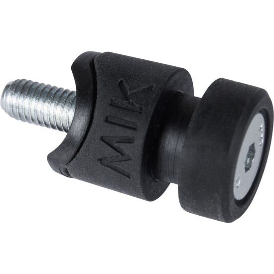 Set van drie zwarte Basil MIK zijstuds voor fietstassen en accessoires, zichtbaar op de afbeelding.