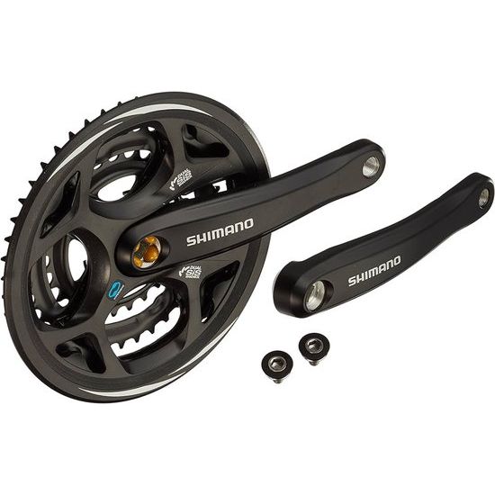 Shimano Altus FC-CM311 48/38/28T Crankstel 7/8 Speed Met Kettingbeschermer Zwart