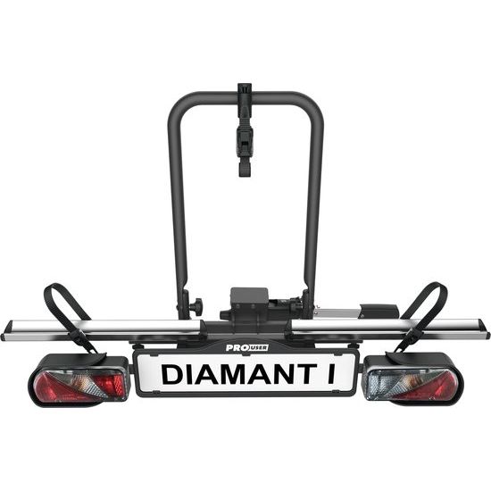 Pro-User Diamant 1 fietsendrager voor 1 fiets, vouwbaar, geschikt voor trekhaak, zwart metalen frame, eenvoudig te bevestigen.
