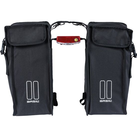Basil Mara XXL 47 Liter Dubbele Fietstas Zwart Waterafstotend Reflecterend