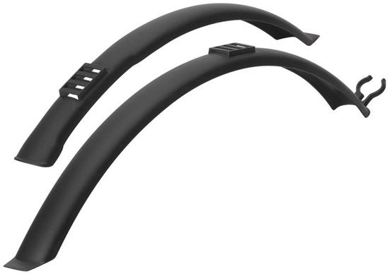 Polisport Everest spatbordenset voor 24/26 inch fietsen, zwart, 45 mm breed, robuuste kunststof spatborden.