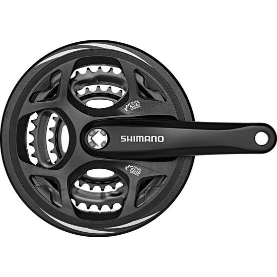 Shimano Altus FC-CM311 48/38/28T Crankstel 7/8 Speed Met Kettingbeschermer Zwart