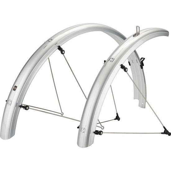 SKS Bluemels Basic spatbordenset voor 28-inch fietsen, stevige kunststof spatborden met bevestigingsmaterialen.