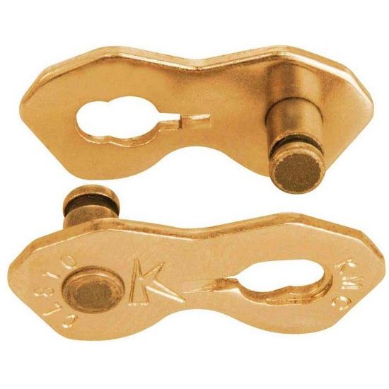 Gouden KMC K1SL 1/8 ketting voor single speed fietsen, 100 schakels, zichtbaar op de afbeelding