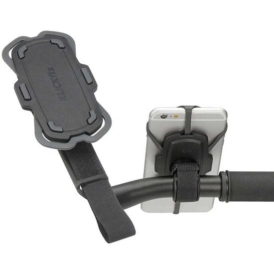 Fietstelefoonhouder KLICKfix voor bevestiging op het stuur, geschikt voor navigatie en gebruik tijdens het fietsen.