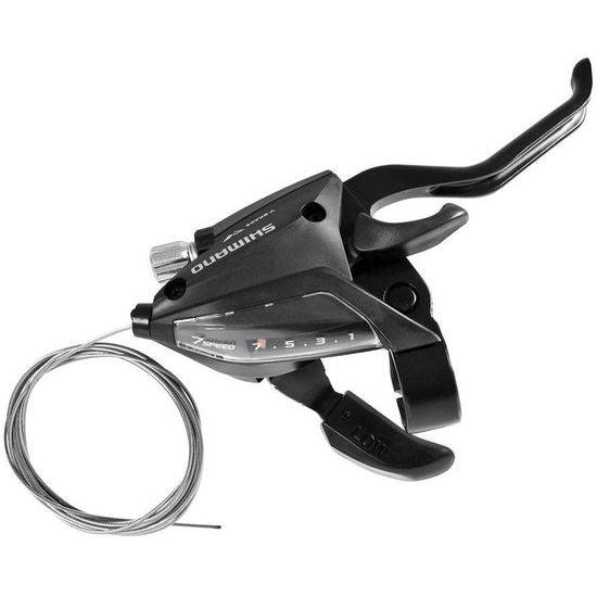 Shimano ST-EF500 7-speed rechter schakelhendel en remhendel, zwart, voor fiets met 2 vingers bediening, zichtbaar op afbeelding