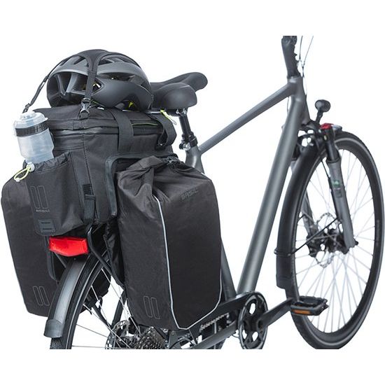 Basil Miles XL Pro waterdichte bagagedragertas voor bagagedragers, geschikt voor 9-36 liter, zwart en stevig ontwerp