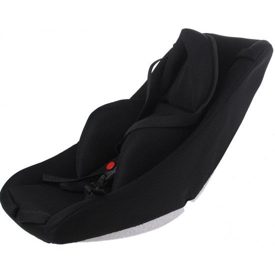 Kinderzitje voor bakfiets Melia Mplus 4S Plus, zwart, geschikt voor baby's van 0 tot 9 maanden, bevestigt op bakfiets of fietskar.