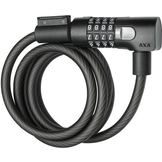 Axa Resolute C10 kabelslot van 150 cm in mat zwart, geschikt voor het organiseren en beschermen van kabels.
