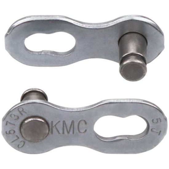 Set van twee zilveren KMC Missinglink 7/8R EPT kettingschakels van 7,1 mm voor fietskettingen, gemaakt van stevig staal.