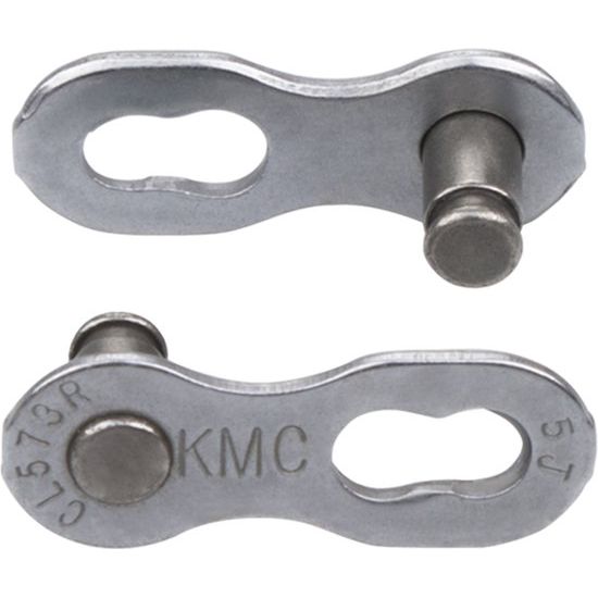 Twee KMC Missinglink 7/8R EPT kettingschakels van 7,3 mm voor fietskettingen, zichtbaar op afbeelding.