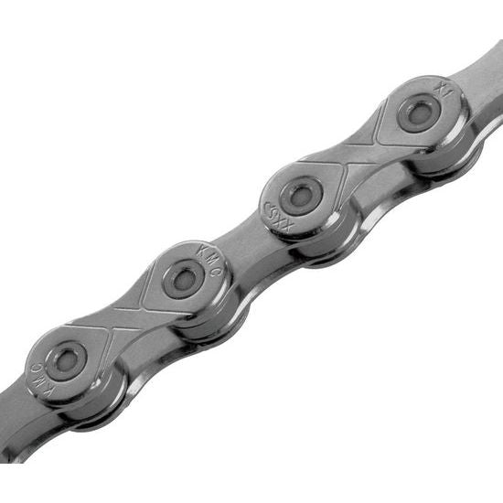 Donkere zilveren KMC E1 EPT enkelvoudige ketting met 130 schakels, 1/2" x 3/32" voor single speed fietsen
